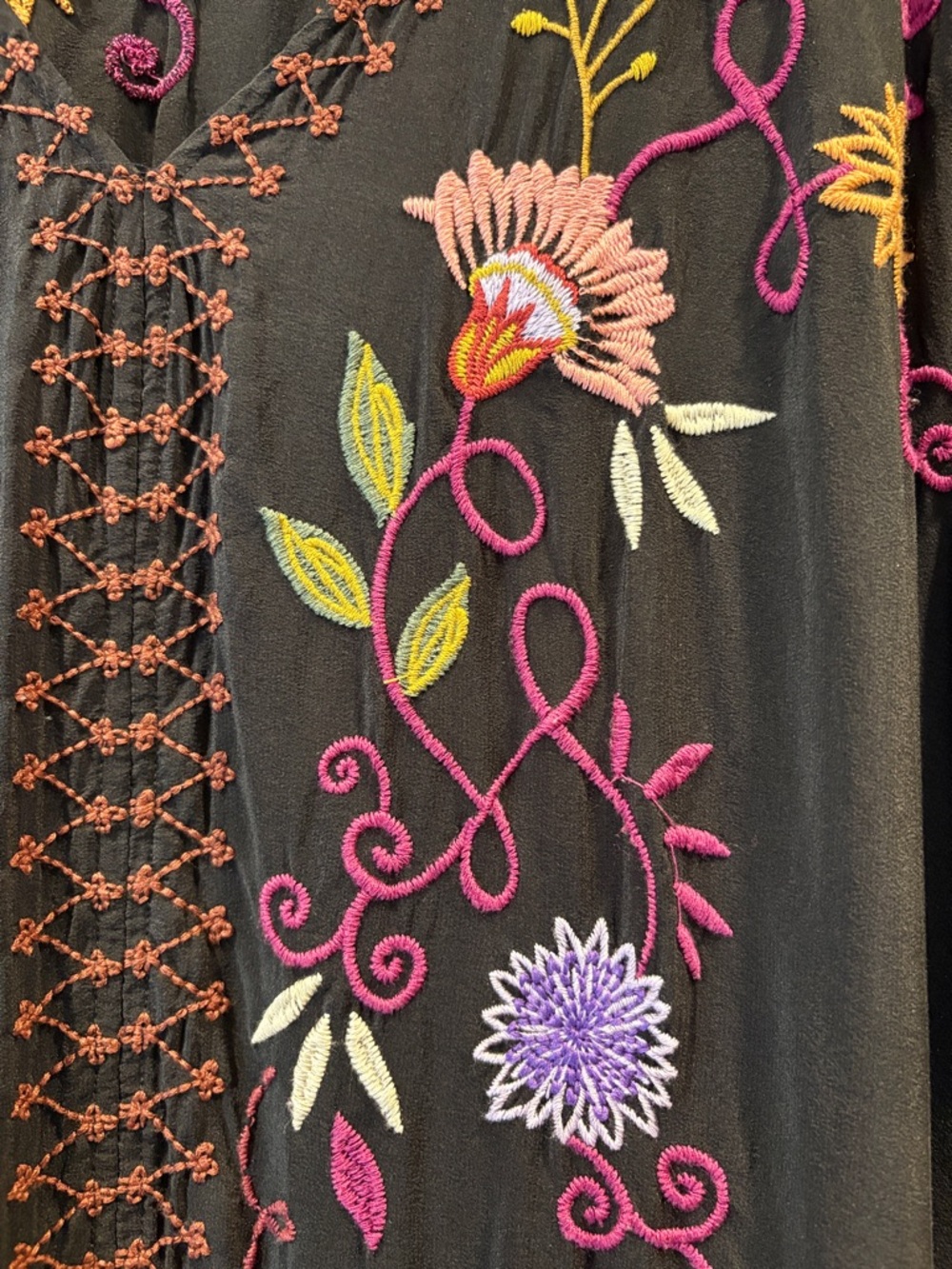Johnny Was Black Toni Dolman Maxi Dress with Embroidery 1X - Picture 6 of 10